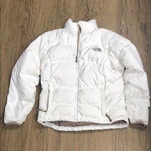 White puff North Face Coat